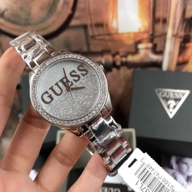 Guess Glitter Girl Silver Dial Silver-tone Ladies Watch- W0987L1